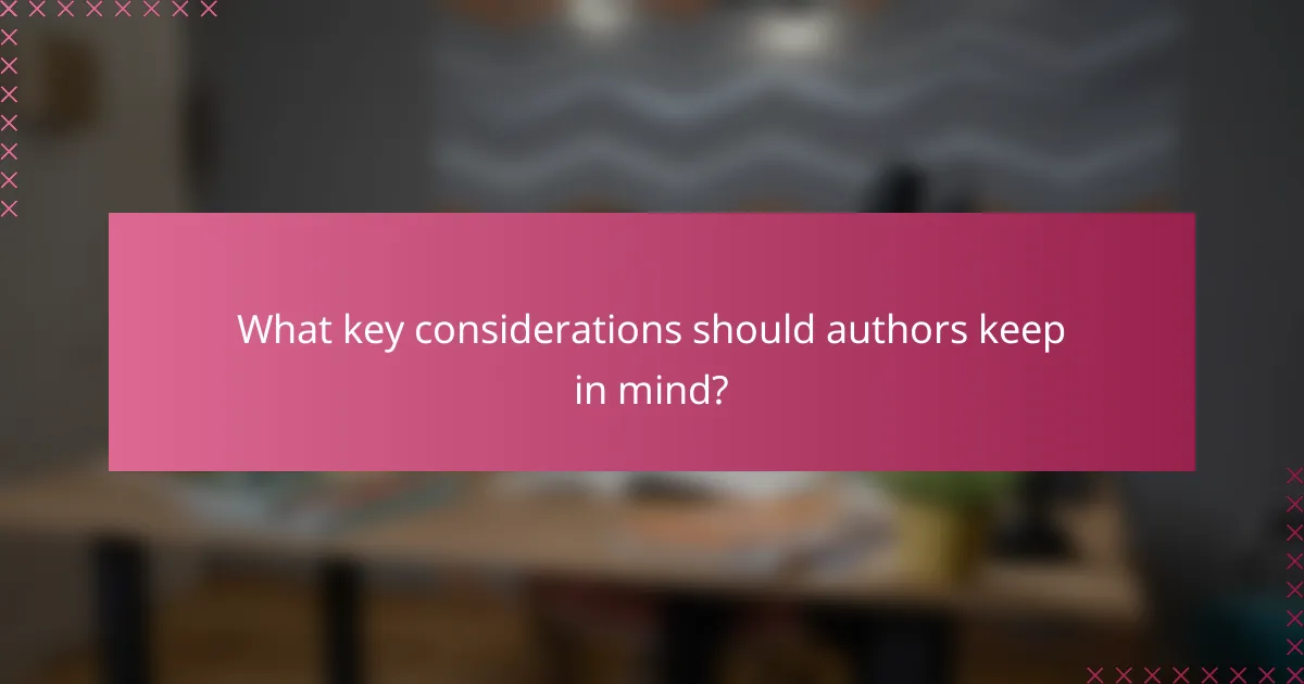 What key considerations should authors keep in mind?
