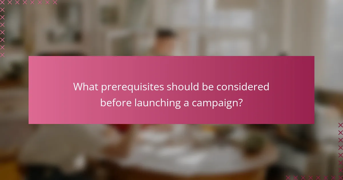 What prerequisites should be considered before launching a campaign?